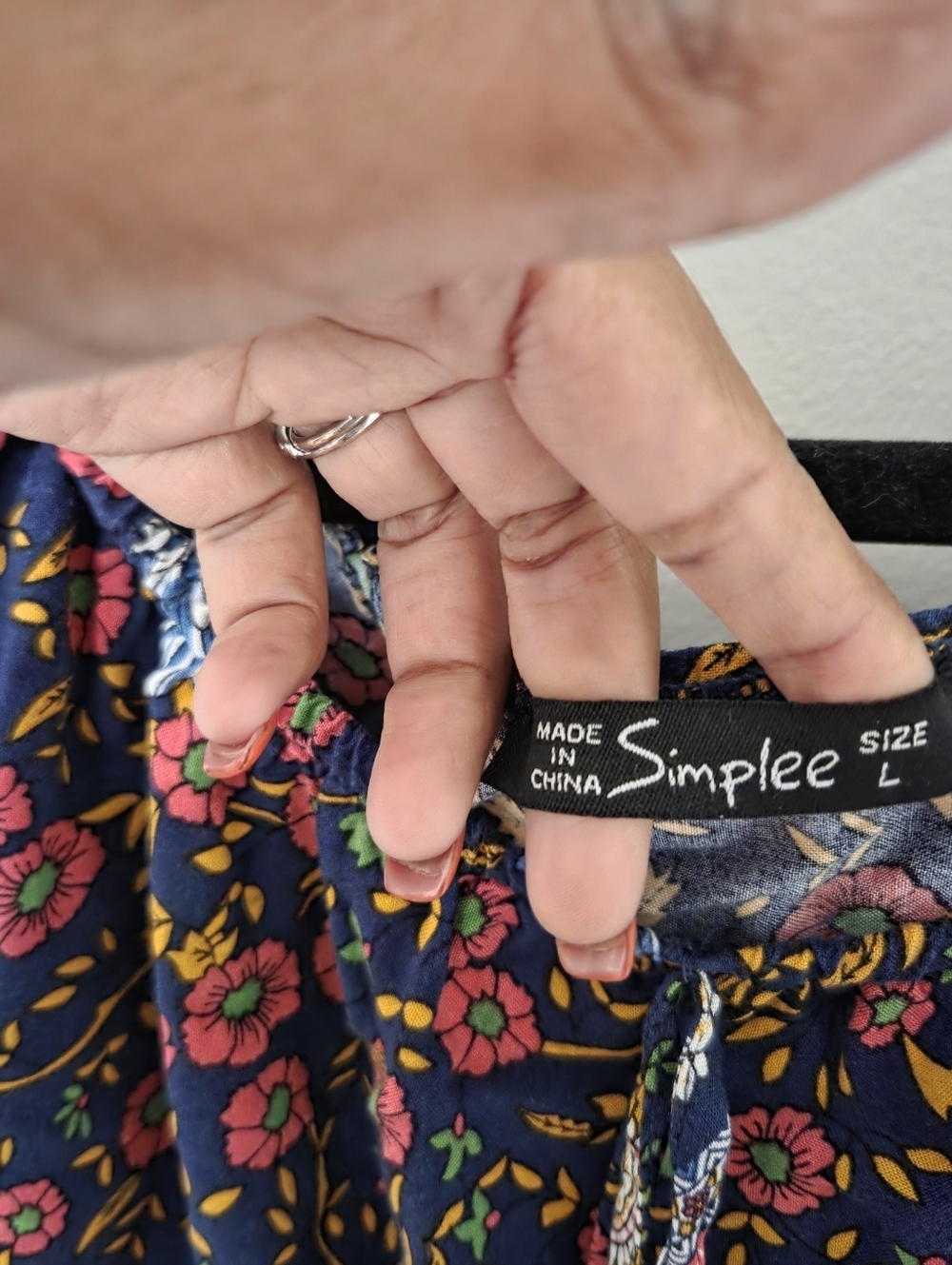 Simplee Womens Boho Floral Two-Piece Crop Top & Mini Skirt Set - Navy Sz L - Picture 10 of 10